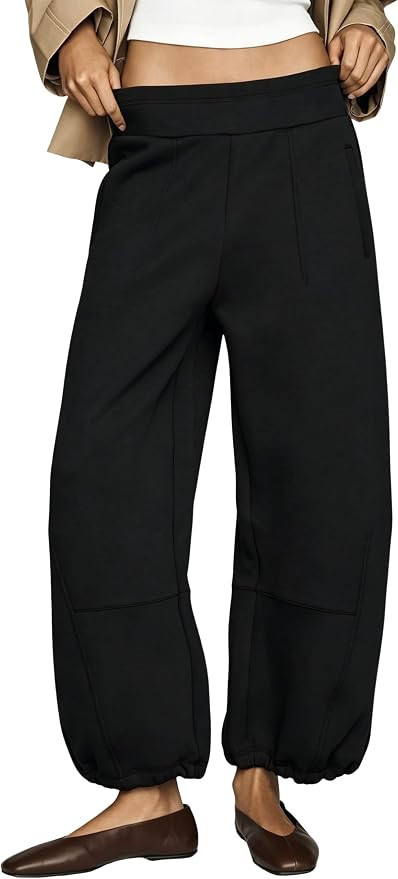 Women's Jogger Pants Elastic Ankle Lounge Sweatpants | Midwaist Trousers, Side Pockets, Drawstrin... | Amazon (US)
