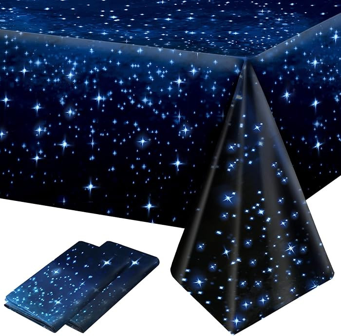 2 Pack Space Tablecloth, Plastic Galaxy Table Cloth All Printed Starry Sky, Waterproof Oil Proof ... | Amazon (US)