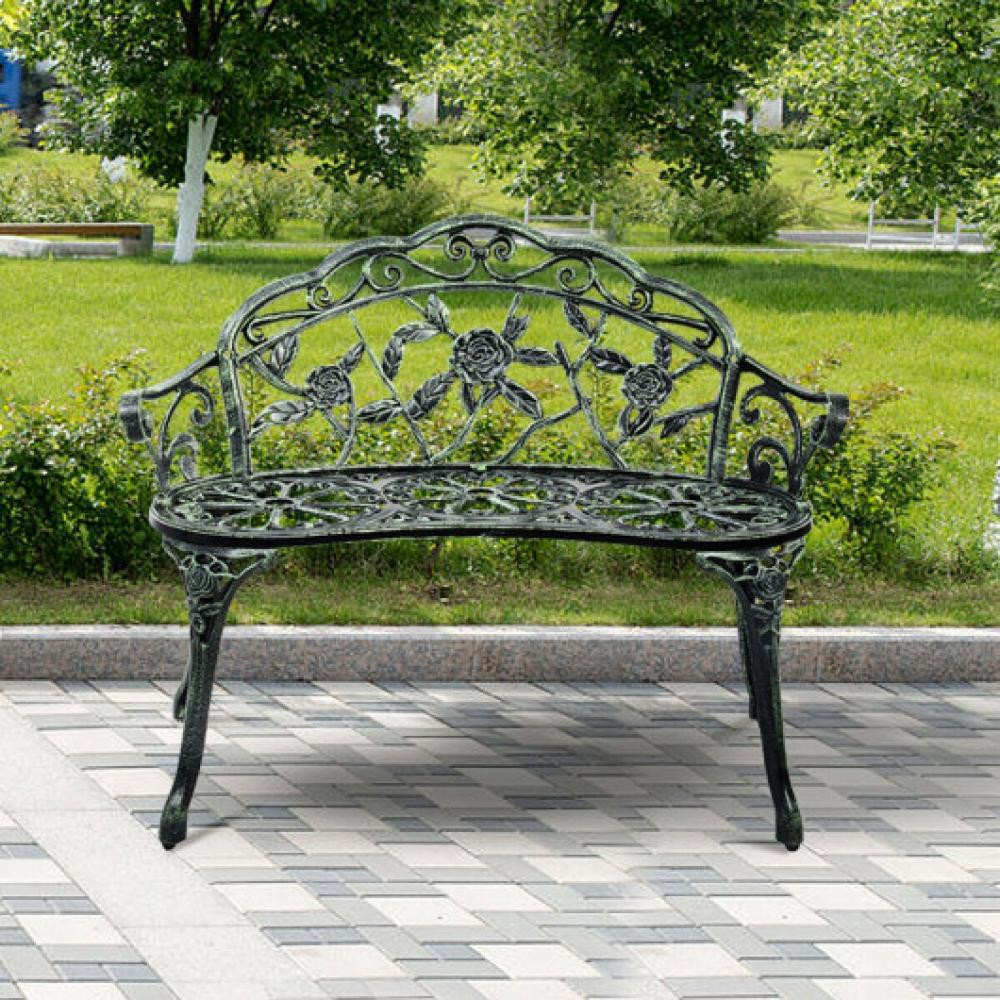 Outdoor Cast Aluminum Patio Bench Antique Rose | Shop Simon