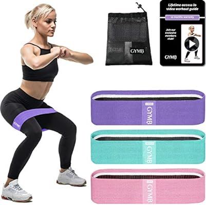 Gymbee 3 Fabric Resistance Bands for Legs and Butt, Loop Exercise Bands, Booty Workout Bands for ... | Amazon (US)