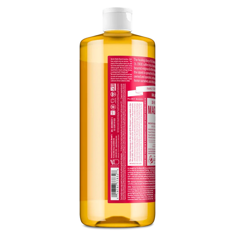 Dr. Bronner's Magic Soap - Rose - Pure-Castile Liquid Soap - 32 oz – for face, body wash, hands... | Walmart (US)
