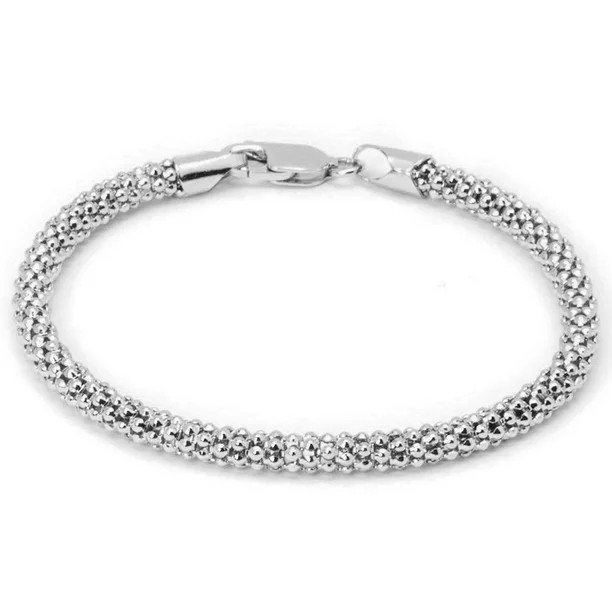 Women's Italian Sterling Silver Popcorn Chain Bracelet, 7.5" - Walmart.com | Walmart (US)