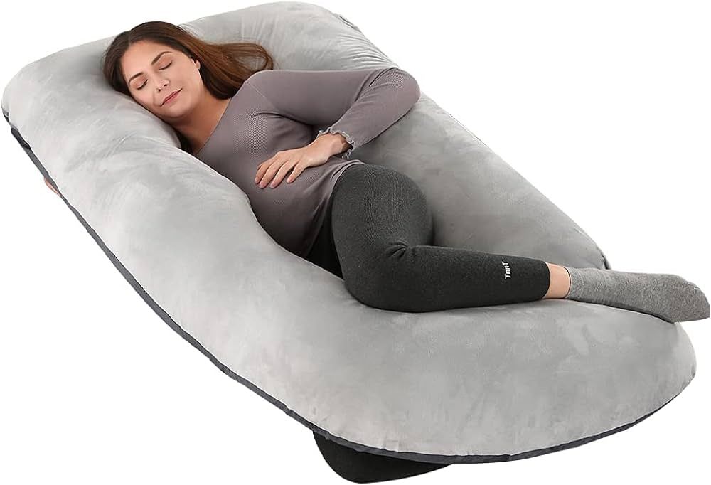 Wndy's Dream 60 inch Pregnancy Pillow with Removable Velvet Cover, Side J Type Full-Body Pillow f... | Amazon (US)