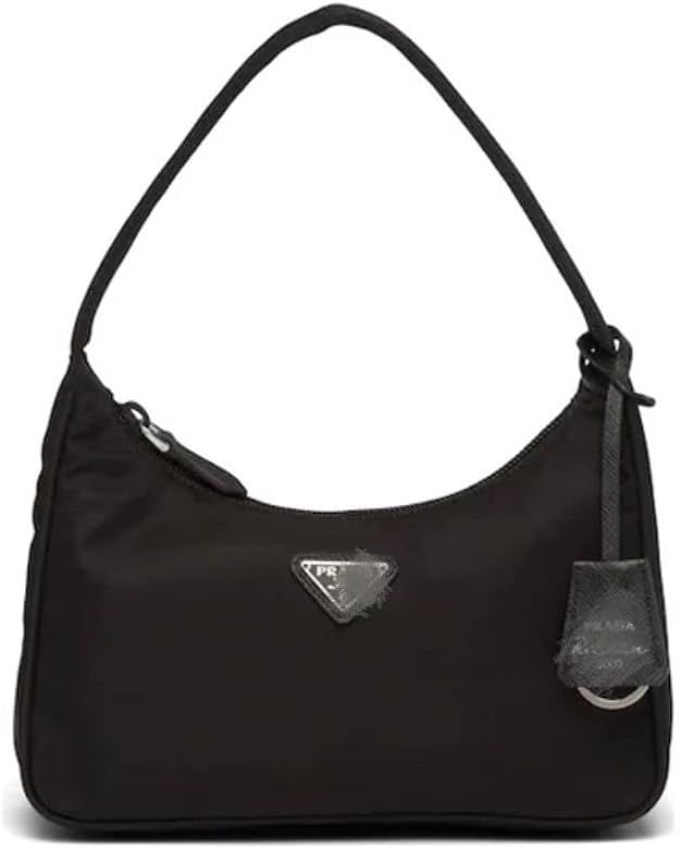 PRAD Nylon Handbag Classic Silver Buckle Triangle Label Black One Shoulder Underarm Mini Tote Gif... | Amazon (US)