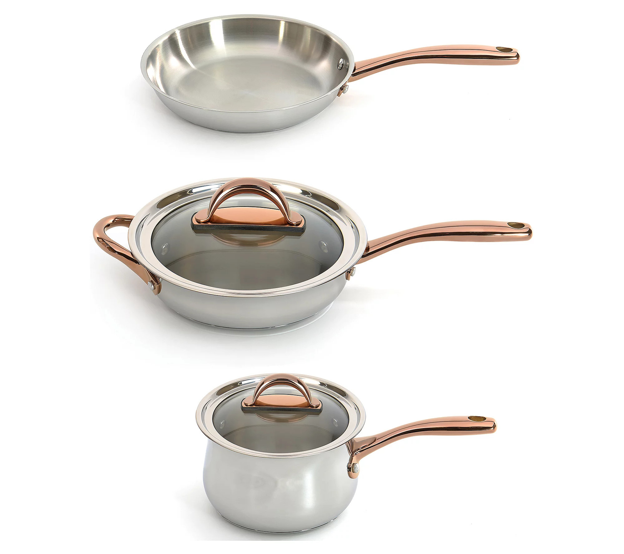 BergHOFF Ouro Gold 5Pc 18/10 SS Starter Set, Ro se Gold Handle | QVC