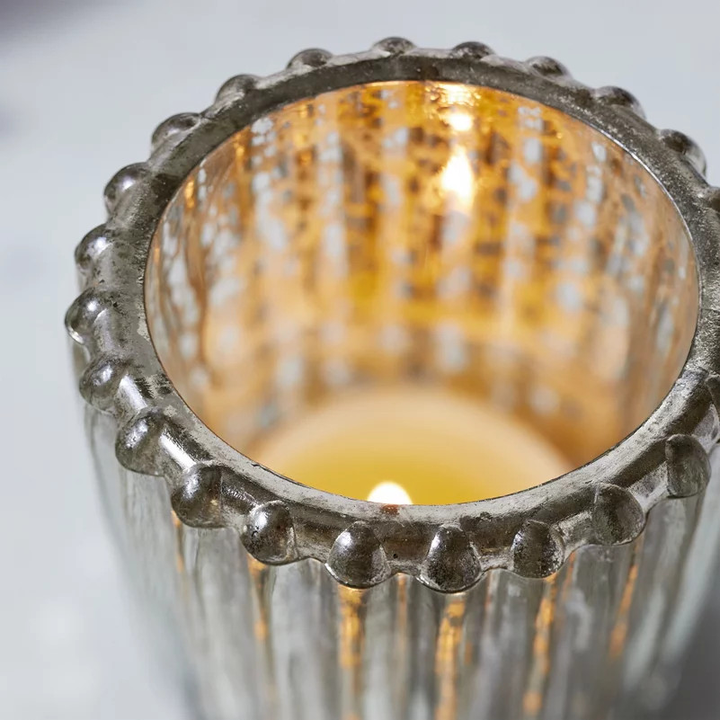 Mercury Small Ribbed Tealight Holder | The White Company (UK)