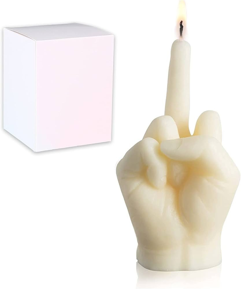 Middle Finger Candles, Middle Finger Gifts, Middle Finger Decor Candle Aesthetic Funny White Cand... | Amazon (US)