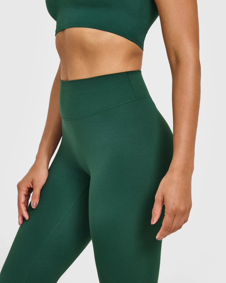 SoftMotion™ High Waisted Leggings with White Logo 
 Dark Racing Green | Oner Active (UK / US)