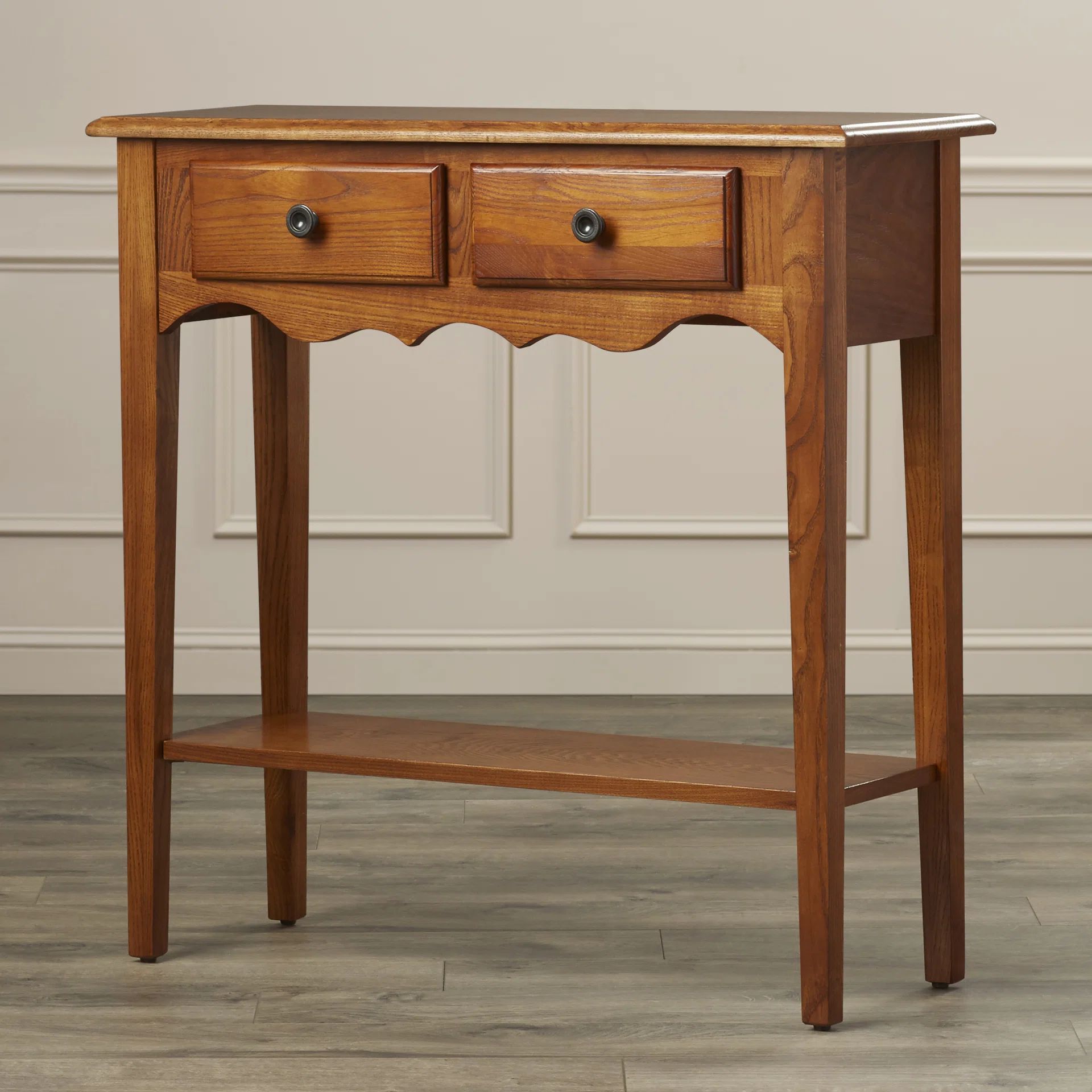 Charlton Home® Petite Solid Wood Console in Medium Oak & Reviews | Wayfair | Wayfair North America