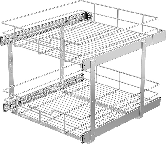 2 Tier Pull Out Cabinet Organizer 20" W X 22" D, Slide Out Drawers For Kitchen Cabinets, Pull Out... | Amazon (US)