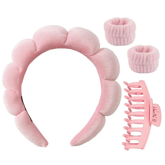 Spa Headband for Washing Face Wristband and Hair Clips 4Pcs Set, Face Wash Headbands for Women Gi... | Walmart (US)