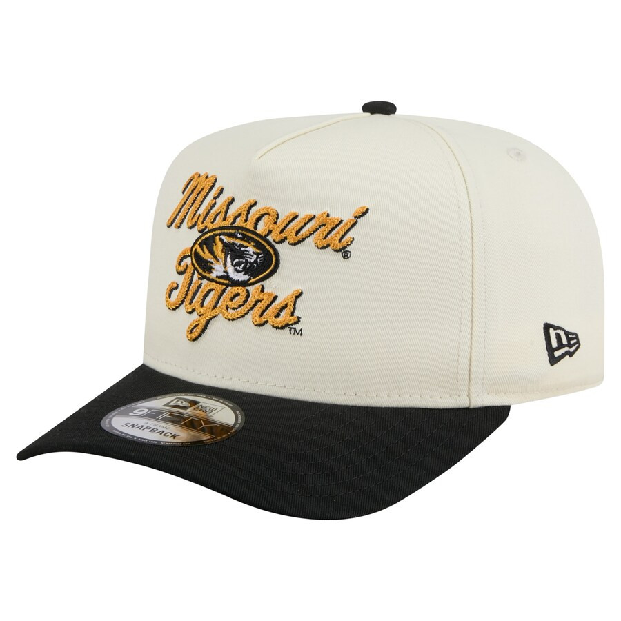 Missouri Tigers New Era Vintage Chainstitch 9FIFTY A-Frame Snapback Hat - Cream/Black | Fanatics