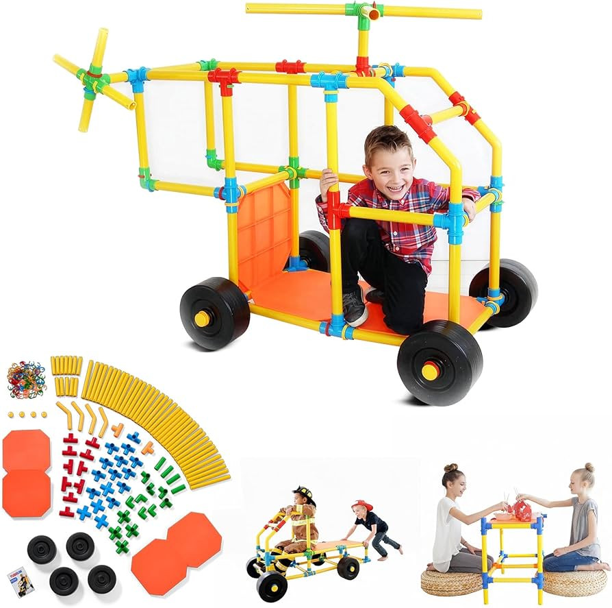 Tubelox STEM Building Toy Set - 220 Piece Life-Size Construction Kit for Kids | PVC Pipe Blocks f... | Amazon (US)