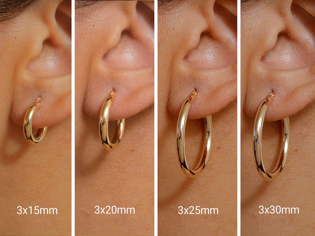 14K Yellow Gold Shiny Tube Hoop Earrings, Tube Hoop Earrings, Thick Hoop Earrings, Gold Hoop Earr... | Etsy (US)