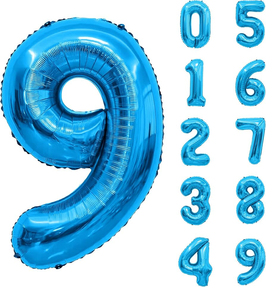 Blue Number Balloon 40 Inch, Number 9 Balloon, Birthday Number Balloon, Birthday Large Foil Blue ... | Amazon (US)
