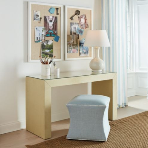 SK Maxine Waterfall Raffia Console Table with Glass Top | Ballard Designs, Inc.