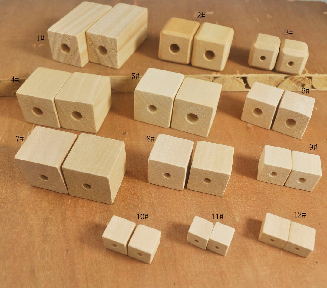 50/30/25/20/15/12/10mm Natural Wooden Cube Beads,unfinished Square Bead,square Cubic Wooden Beads... | Etsy (US)