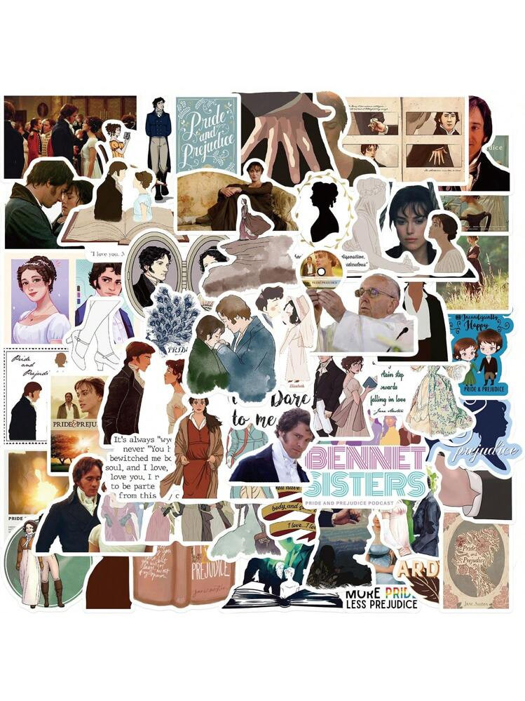 50pcs Pride & Prejudice Stickers For Laptop PC Computer Mobile Smartphones Phone Case Guitar Desk... | SHEIN