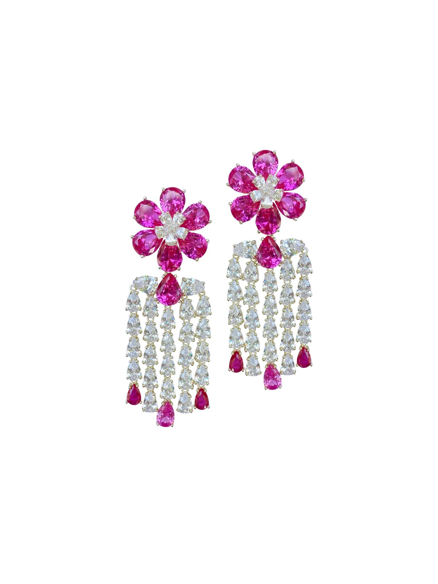 Magenta Flower + Embellished Tassels | Nicola Bathie Jewelry