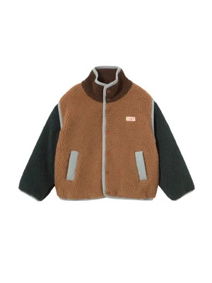 Brown Colorblock Sherpa Jacket | Danrie