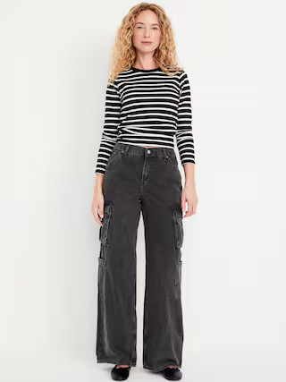 Mid-Rise Baggy Wide-Leg Cargo Jeans | Old Navy (US)
