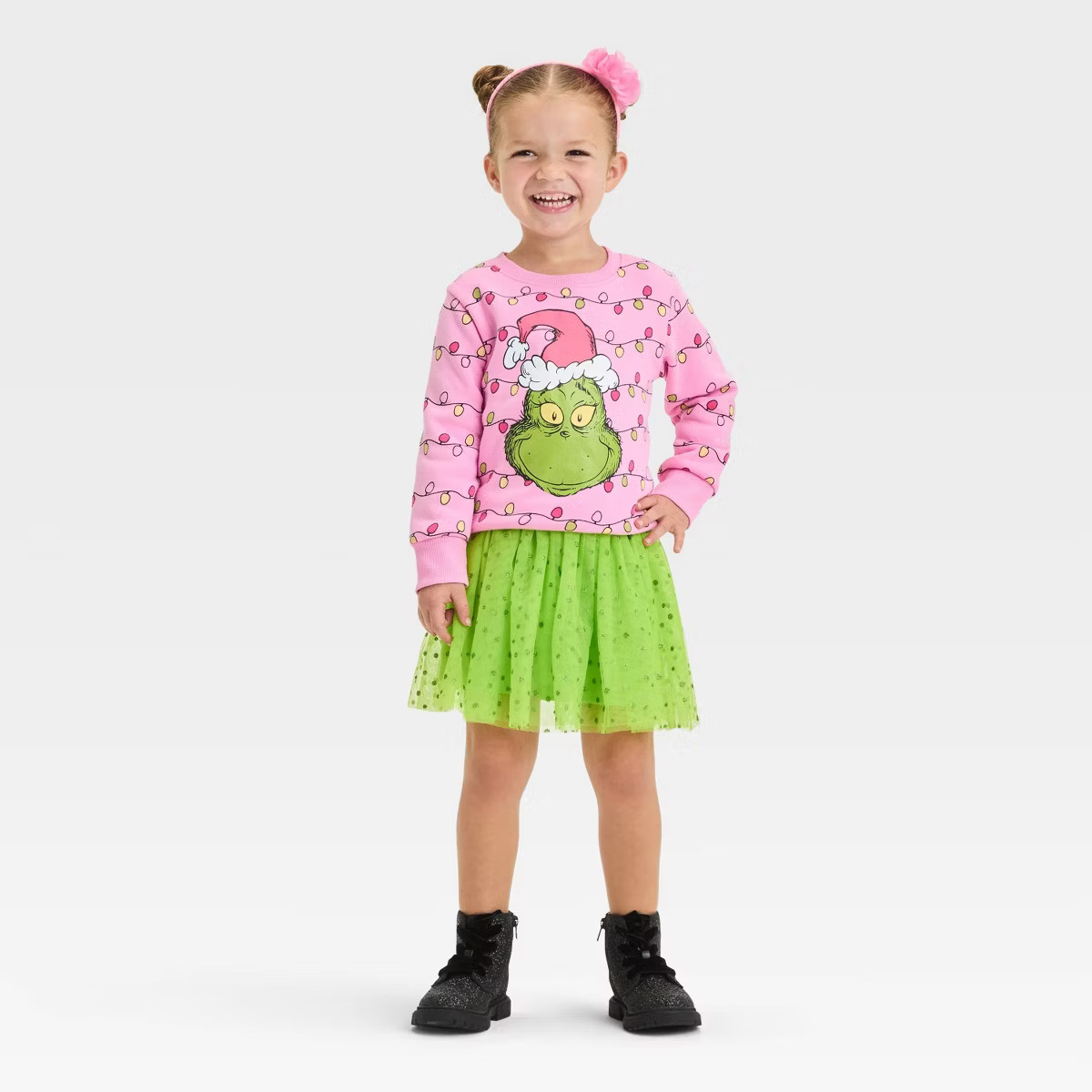 Toddler Girls' The Grinch Christmas Collection 2pc Tutu and Fleece Pullover Set - Pink/Green | Target