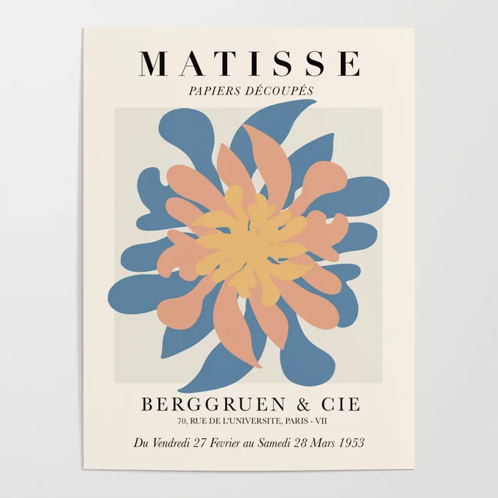Exhibition poster Henri Matisse-Berggruen  1953.  Poster | Society6