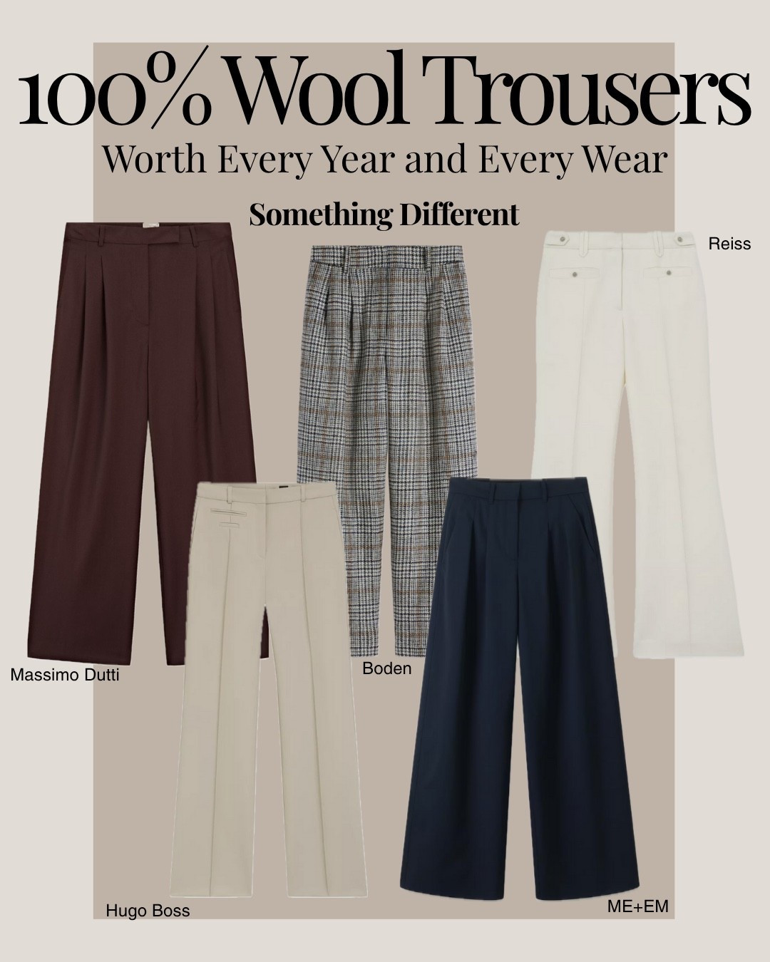 Now I understand why so many of you asked me to help you find real 100% wool trousers. It’s like trying to spot a rare species in Oxford Circus. Everywhere I looked, there was always a wool blend pretending to be the real thing (with 11% wool and 89% plastic)

Sure, if you have £1000 to burn, it’s easy. But I tried to keep the list realistic, so you do not have to choose between paying rent or owning trousers.

It took me a while to hunt them down, but at least I can proudly say I found a few. For the women who actually work, move, walk, commute and still want their trousers to behave

#LTKwinter #LTKautumn #LTKworkwear