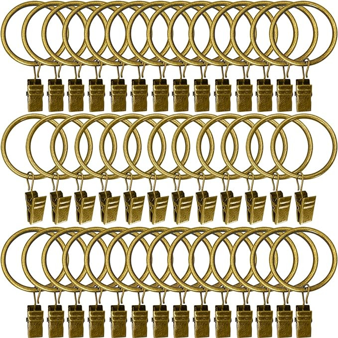 40 Pack Metal Curtain Rings with Clips, Drapery Clips Hooks, Decorative Curtain Rod Clips 1.5 in ... | Amazon (US)