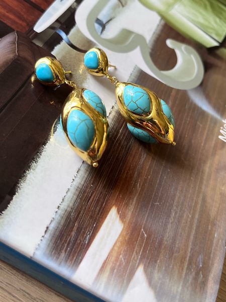 These turquoise earrings are gorgeous, but they are big and a bit heavy. I find them manageable but they’re not your everyday kind of earrings. 