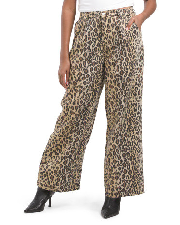 Denim Wide Leg Animal Printed Pants | TJ Maxx