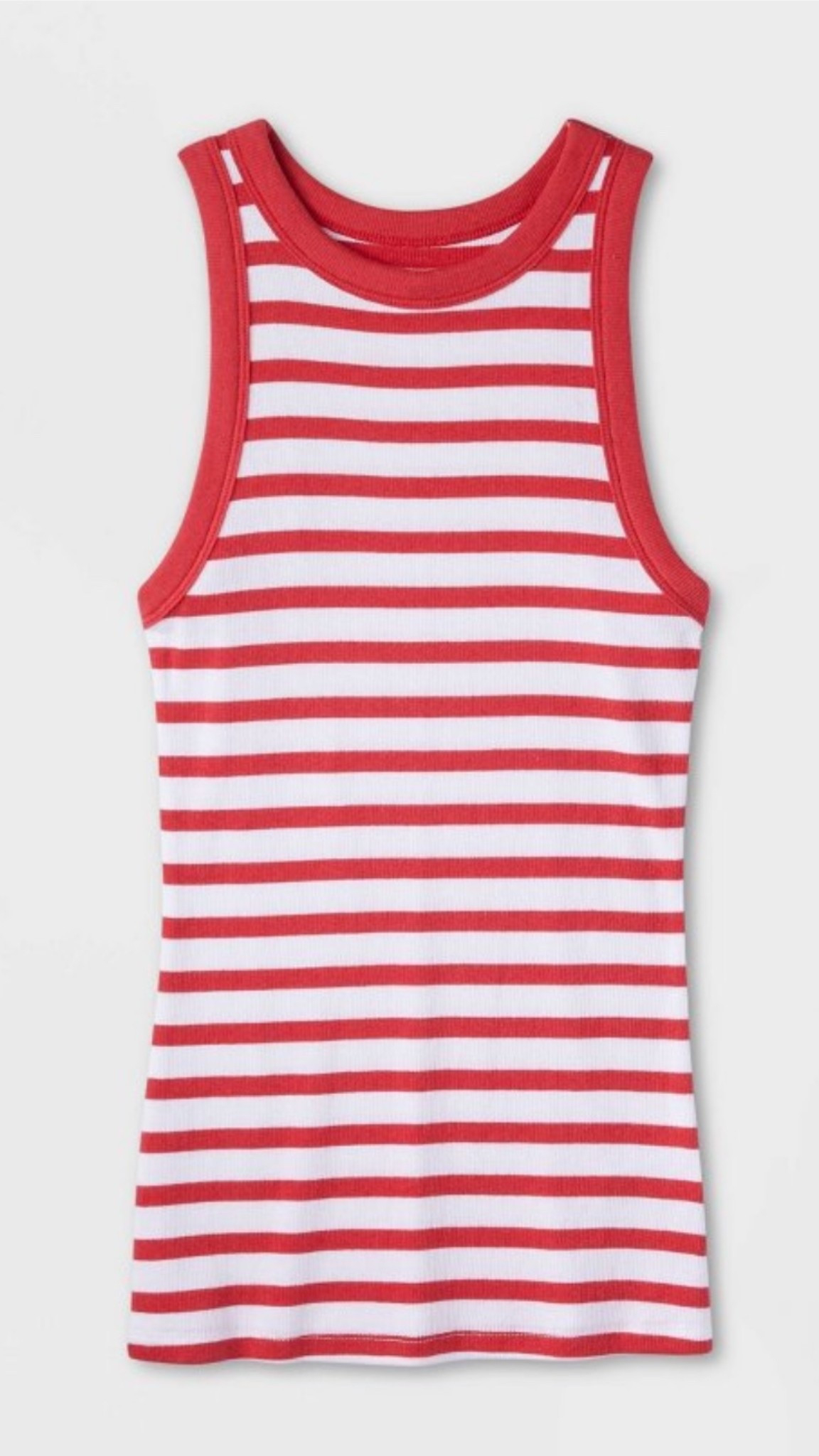 Red and white slim fit ribbed tank top. 
Size large 

#LTKOver40 #LTKSeasonal #LTKMidsize