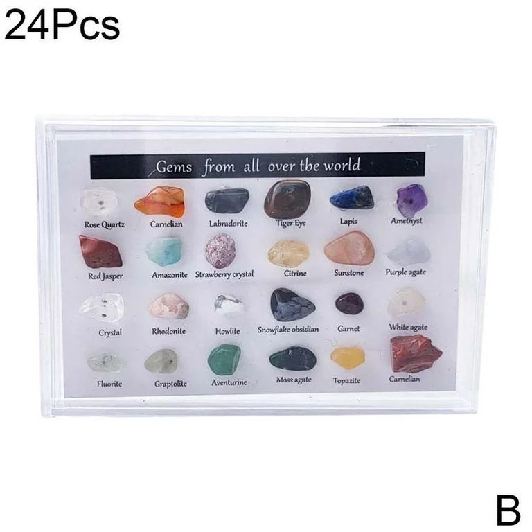 15/24 pcs Rock Gems In Collection Box Crystal Natural T7P8~ Gift Mineral C5S1 | Walmart (US)