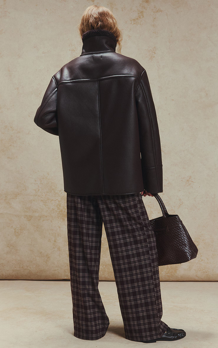 Burgundy Borg Lining Funnel Neck Aviator | PrettyLittleThing UK