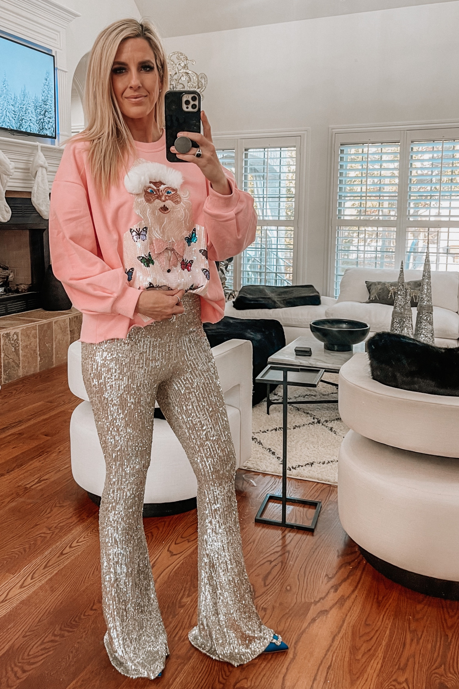 Christmas Sweater, Holiday wear, Christmas, Sequin, Sequin Pants, pink sweater, home, RH home, Christmas decor, Christmas decorations 

#LTKHoliday #LTKstyletip #LTKhome