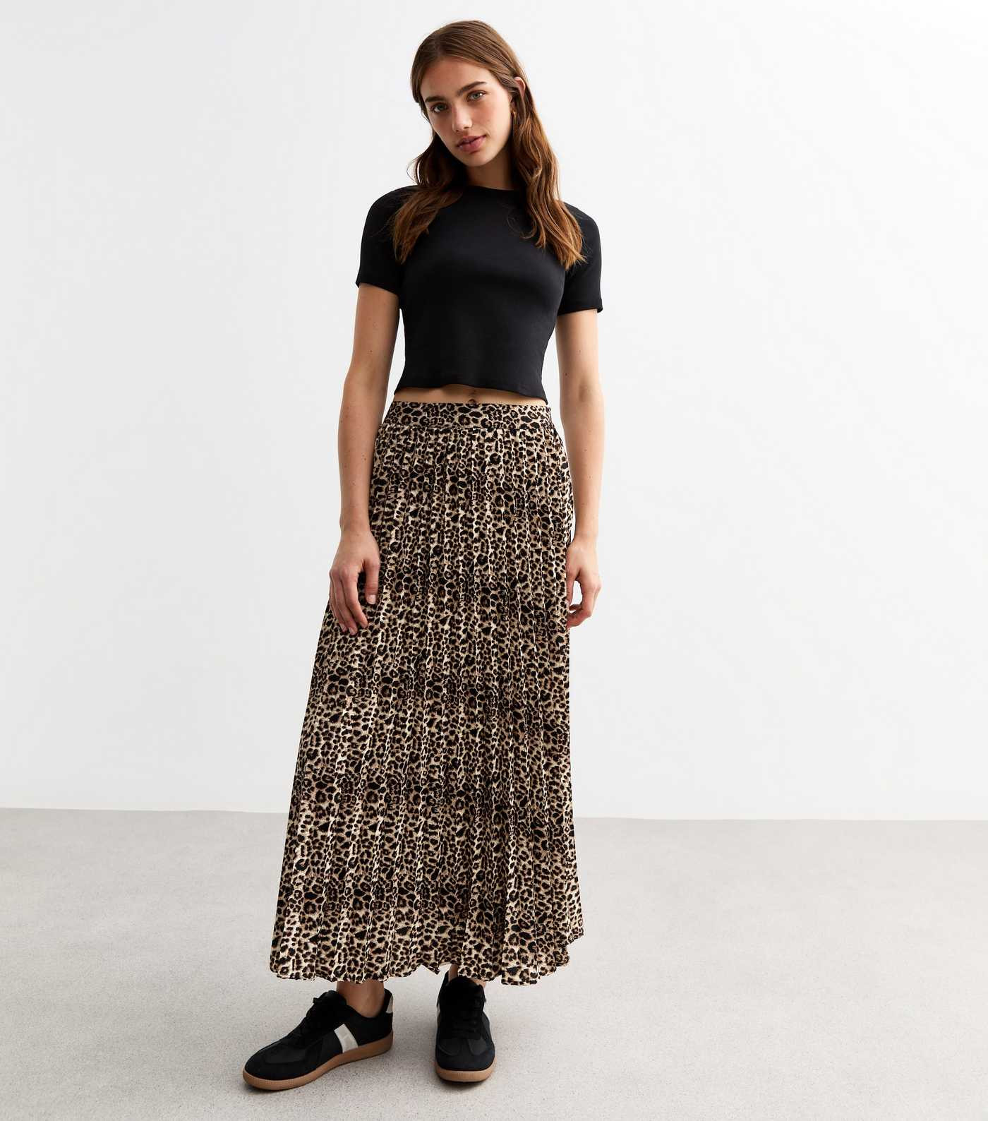 Brown Leopard Print Pleated Midi Skirt | New Look | New Look (UK)