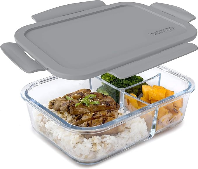 Bentgo® Glass Lunch Box - Leak-Proof Bento-Style Food Container with Airtight Lid and Divided 3-... | Amazon (US)