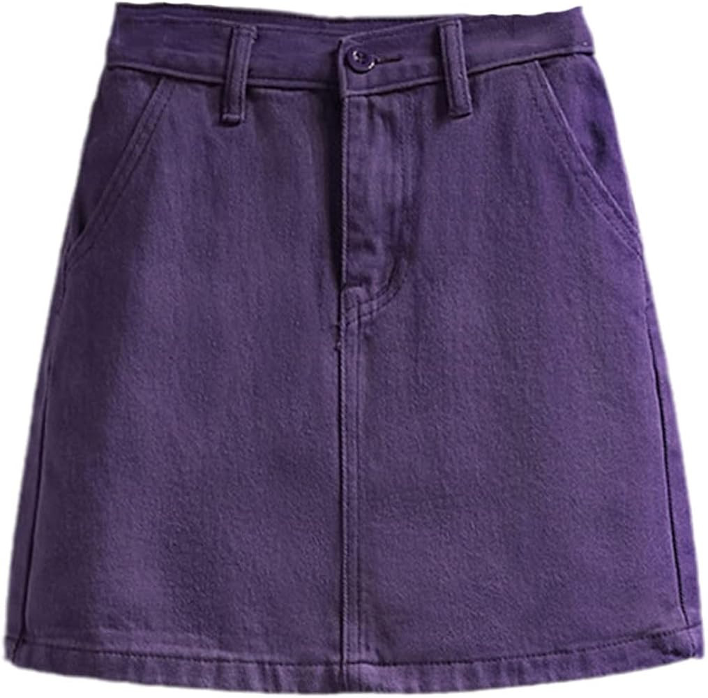 Spring/Summer Women's Denim Skirt White Black Red High Waist Casual Bag Hip A-Line Short Jeans Sk... | Amazon (US)