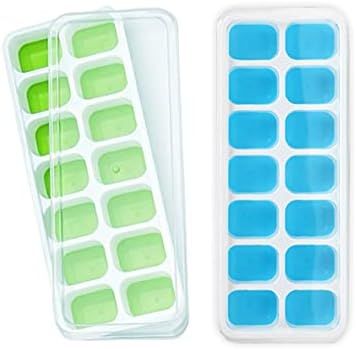 2PCS Silicone Ice Cube Trays with No-Spill Removable Lid, Easy-Release, Flexible Ice Cube Moulds,... | Amazon (UK)