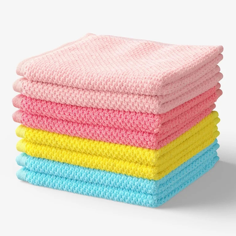 Mainstays Kids Cotton Washcloth Set, 12" x 12", Pink, 8 Pack | Walmart (US)