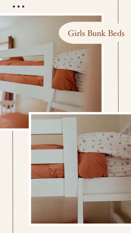 Toddler/girl white bunk bed with floral sheets. Amazon is where I purchased all of these items 🌸 
Duvet color: Terracotta Pastel

#LTKBaby #LTKKids #LTKHome