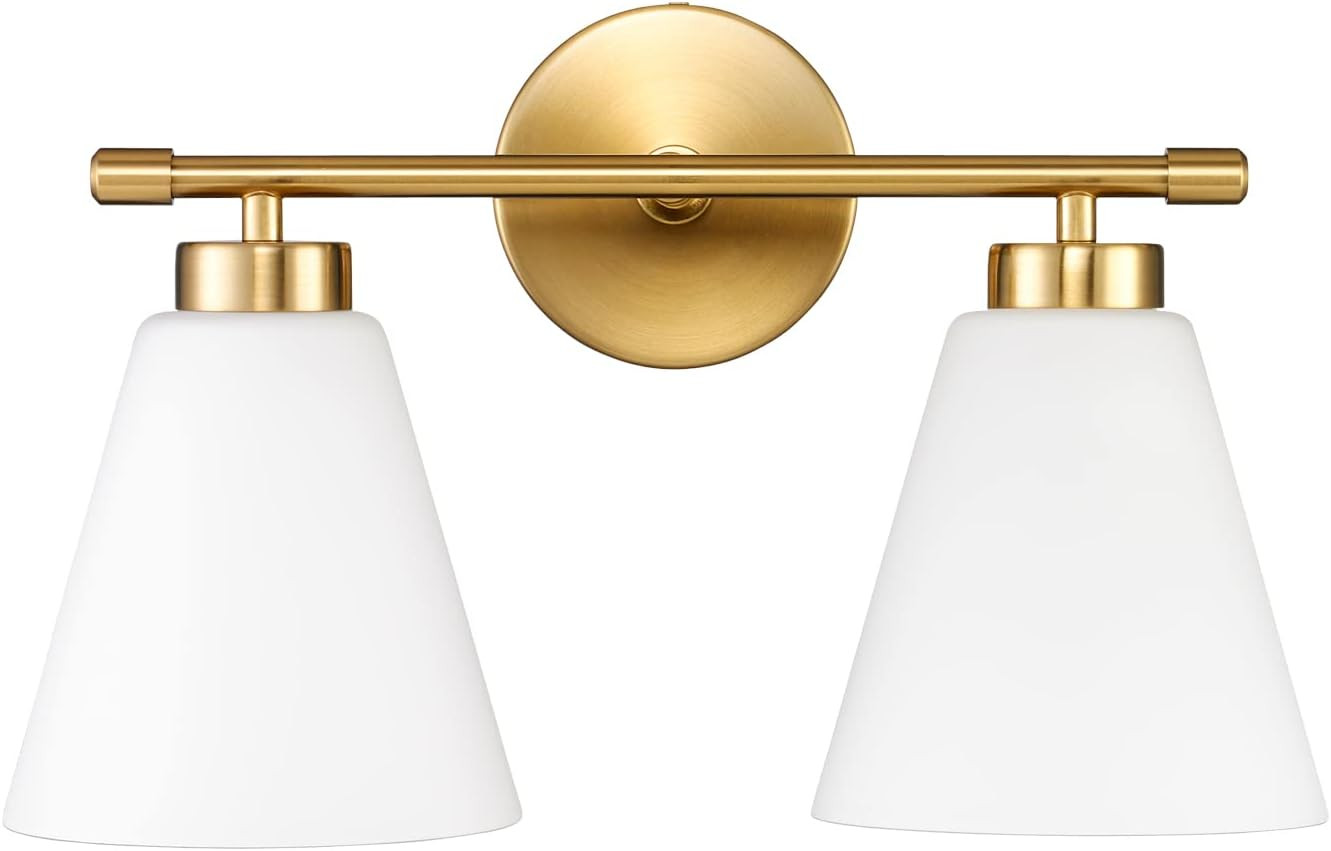 Hamilyeah Gold Bathroom Vanity Light Fixture with Frosted Glass Shade, 2 Light Vanity Lighting Fi... | Amazon (US)