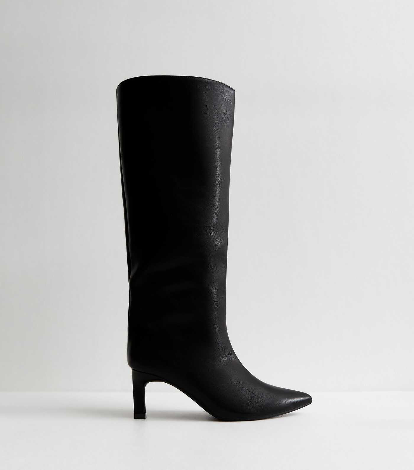 Truffle Black Faux Leather Heeled Pull On Boots | New Look | New Look (UK)