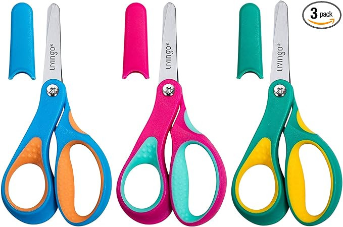 LIVINGO Left Handed Kids Scissors: Blunt Tip Safety Lefty Toddler Child Scissors for School Craft... | Amazon (US)