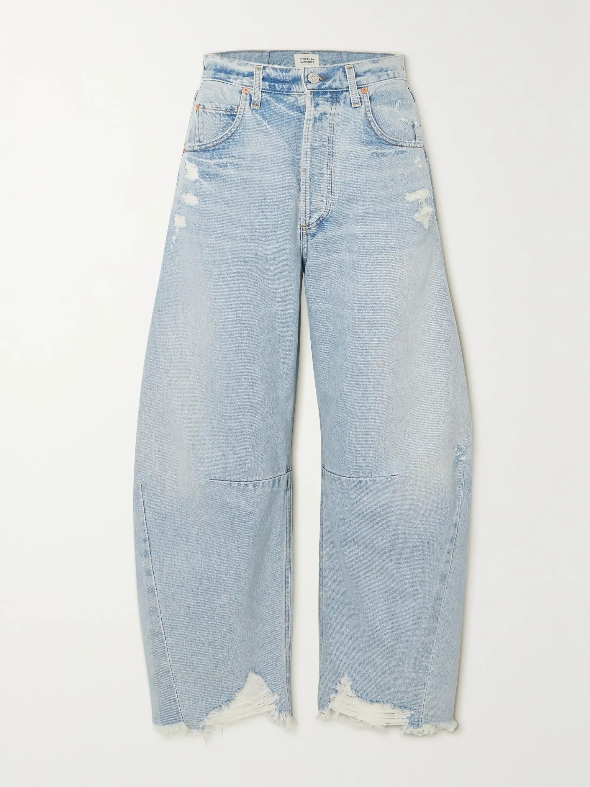 Horseshoe distressed high-rise wide-leg jeans | NET-A-PORTER (US)