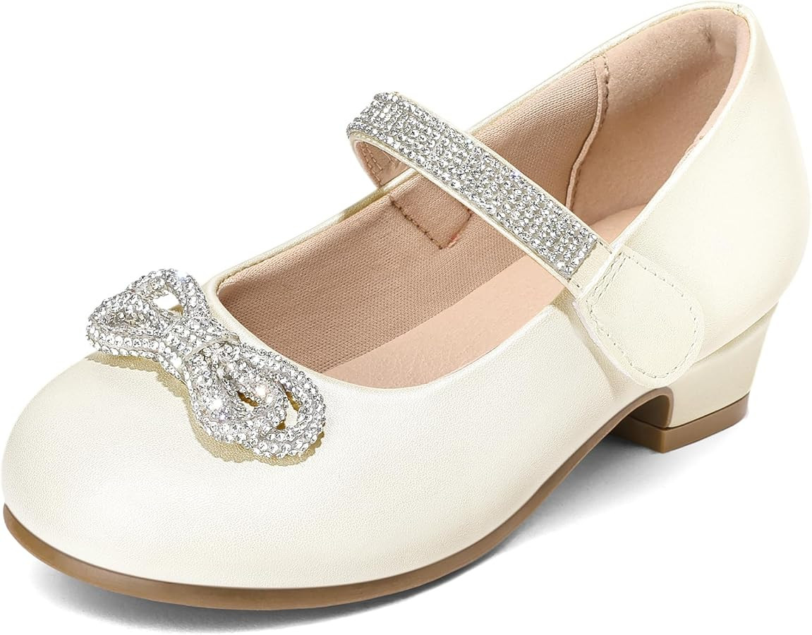 K KomForme Girls Dress Shoes Princess Bow Flats with Rhinestone for Wedding Party, Toddler/Little... | Amazon (US)