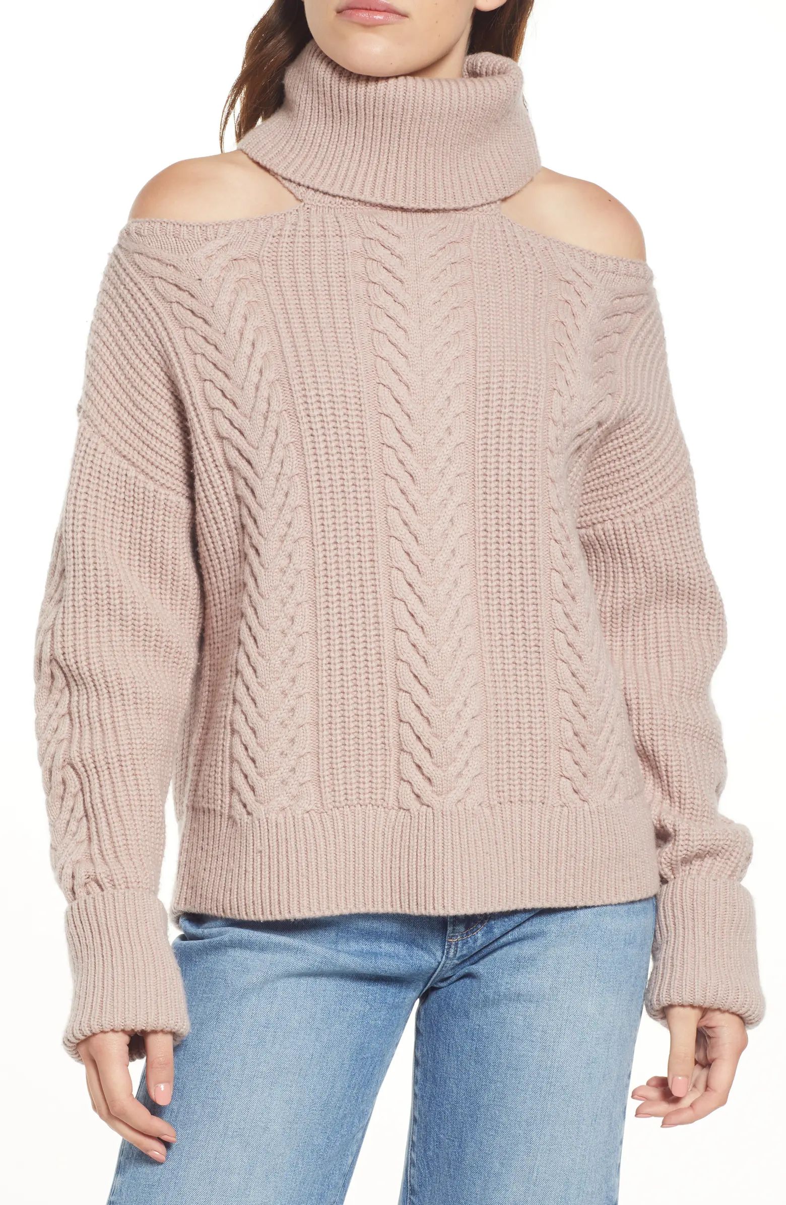 Lorilee Cold Shoulder Wool Blend Turtleneck Sweater | Nordstrom