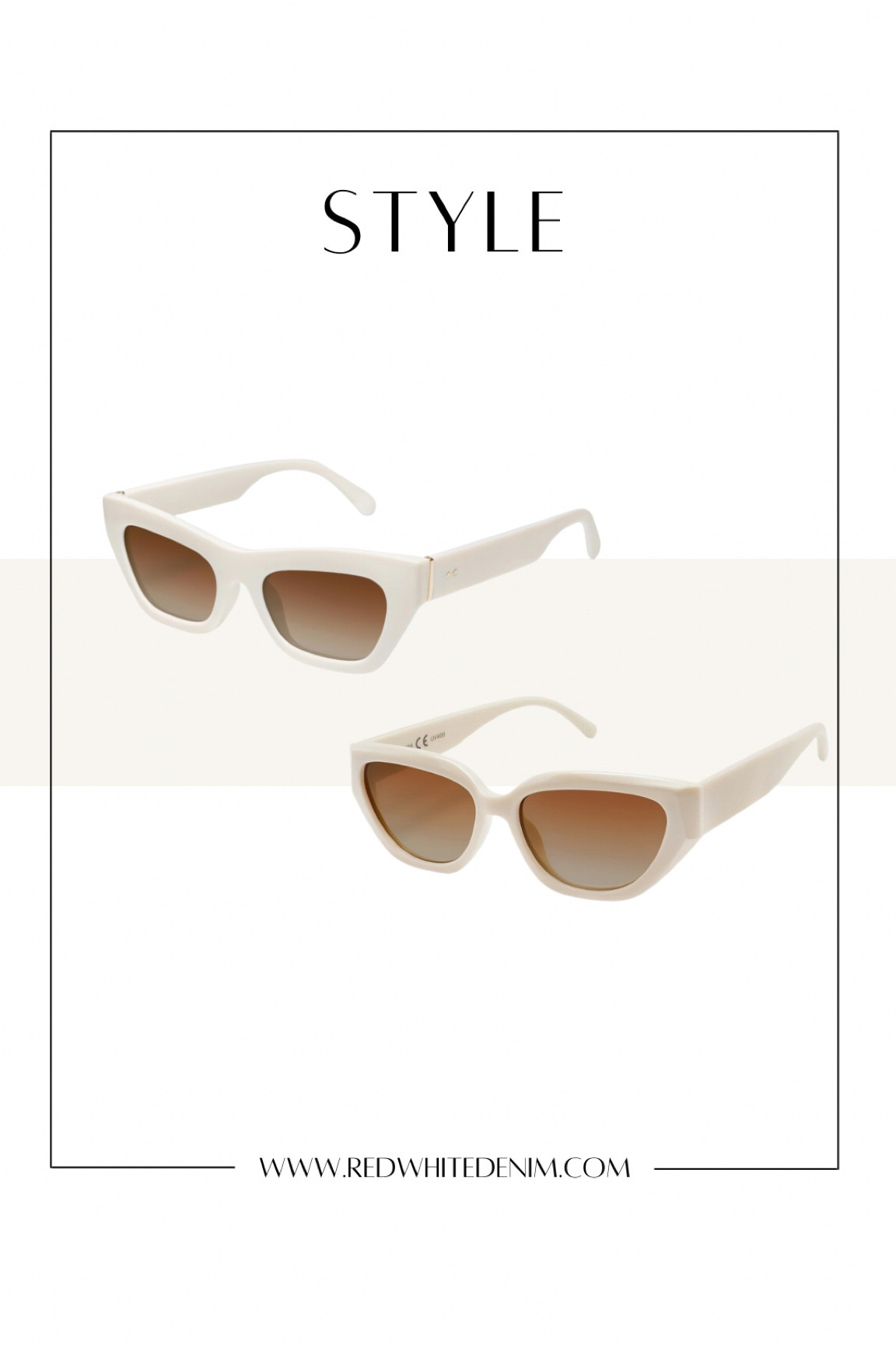 Ivory White Cream Colored Sunglasses Cat Eye under $20! These are both so good. 
