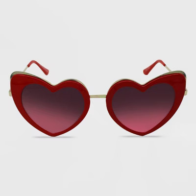 Women's Valentine's Day Heart Sunglasses - Wild Fable™ Red: Maximum UV Protection, Medium Fit | Target