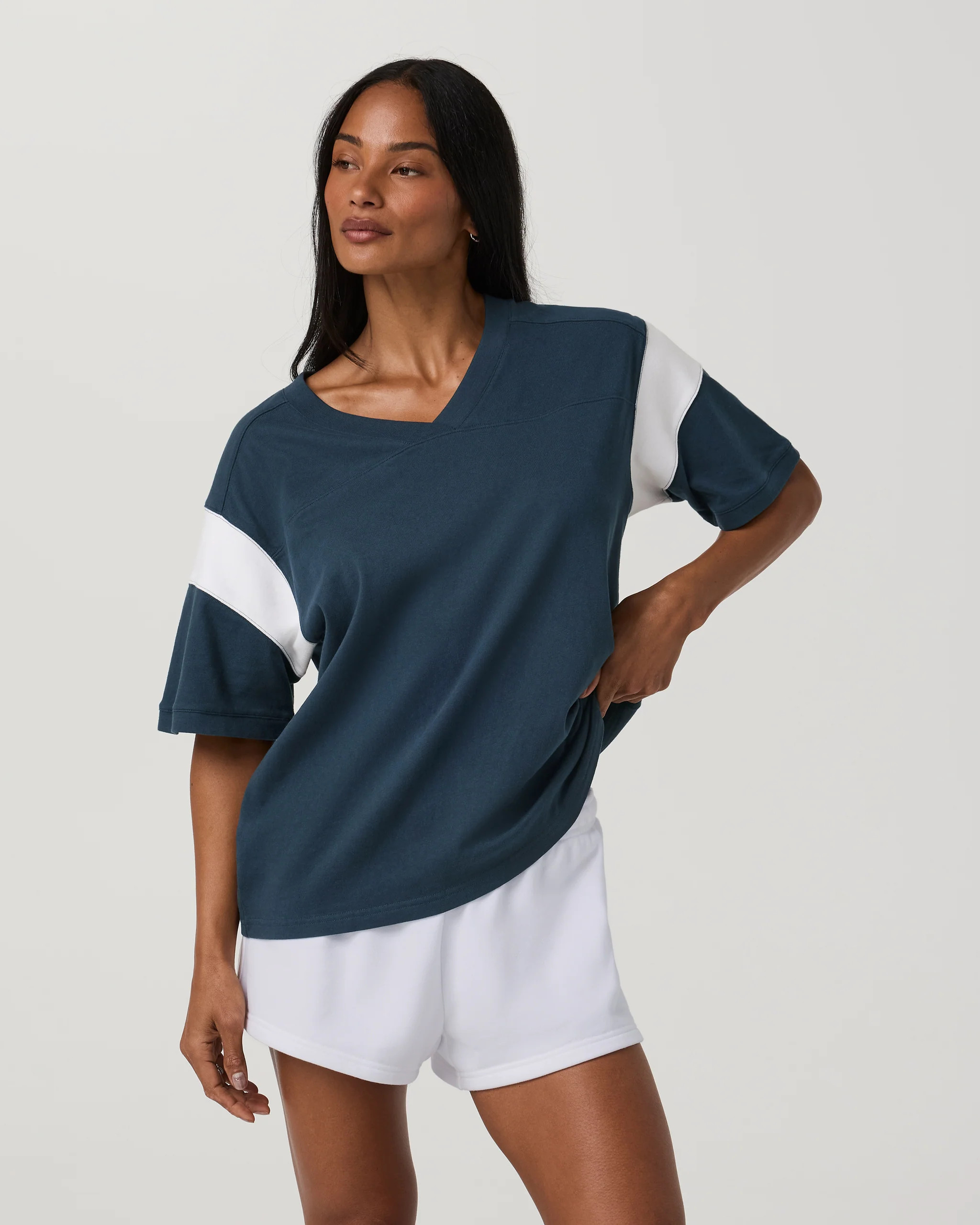 Heavyweight Cotton Varsity Tee \u2013 Women's Ocean Blue Shirt \u2013 Vuori | Vuori Clothing (US & Canada)